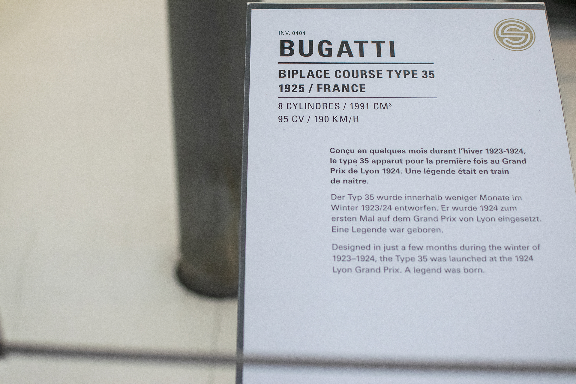 Bugatti type 35 infos - Cité de l'automobile, Collection Schlumpf, Mulhouse, 2020