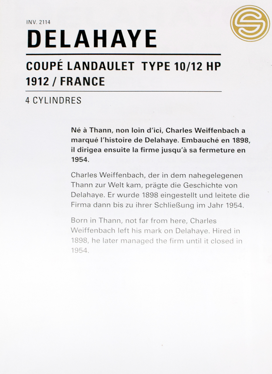 Delahaye 10/12 HP coupe Landolet 1912 details - Cité de l'automobile, Collection Schlumpf, Mulhouse