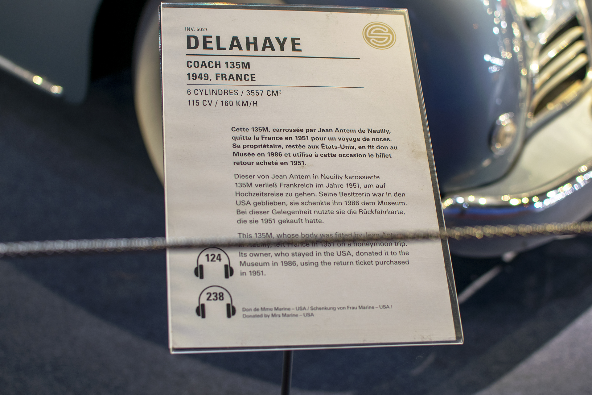 Delahaye type 135M Coach 1949 - Cité de l'automobile, Collection Schlumpf, Mulhouse, 2020