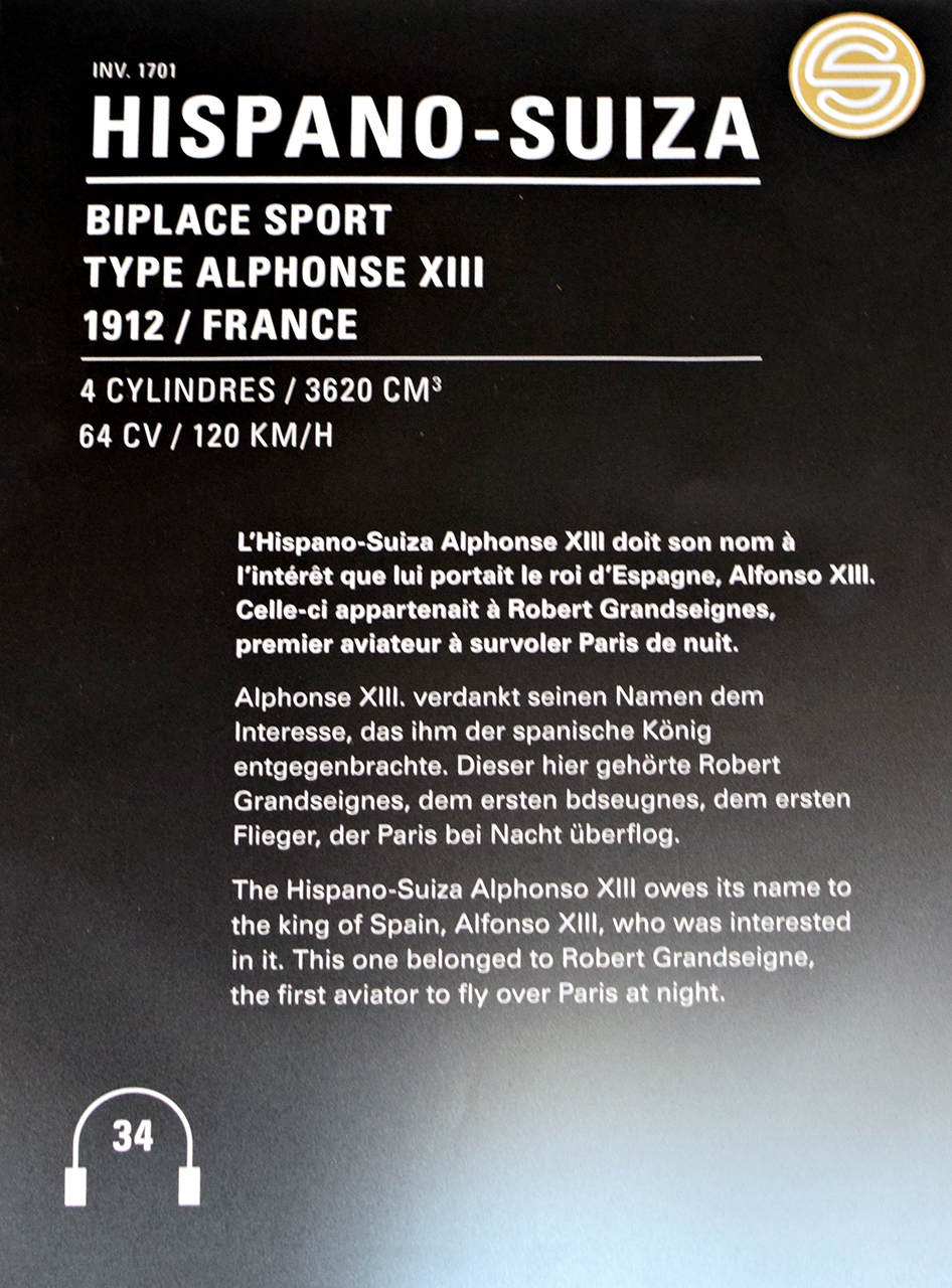 Hispano-Suiza Alphonse XIII  biplace sport 1912 details - Cité de l'automobile, Collection Schlumpf, Mulhouse