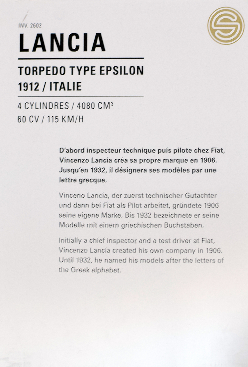 Lancia Epsilon torpedo 1912 - Cité de l'automobile, Collection Schlumpf, Mulhouse
