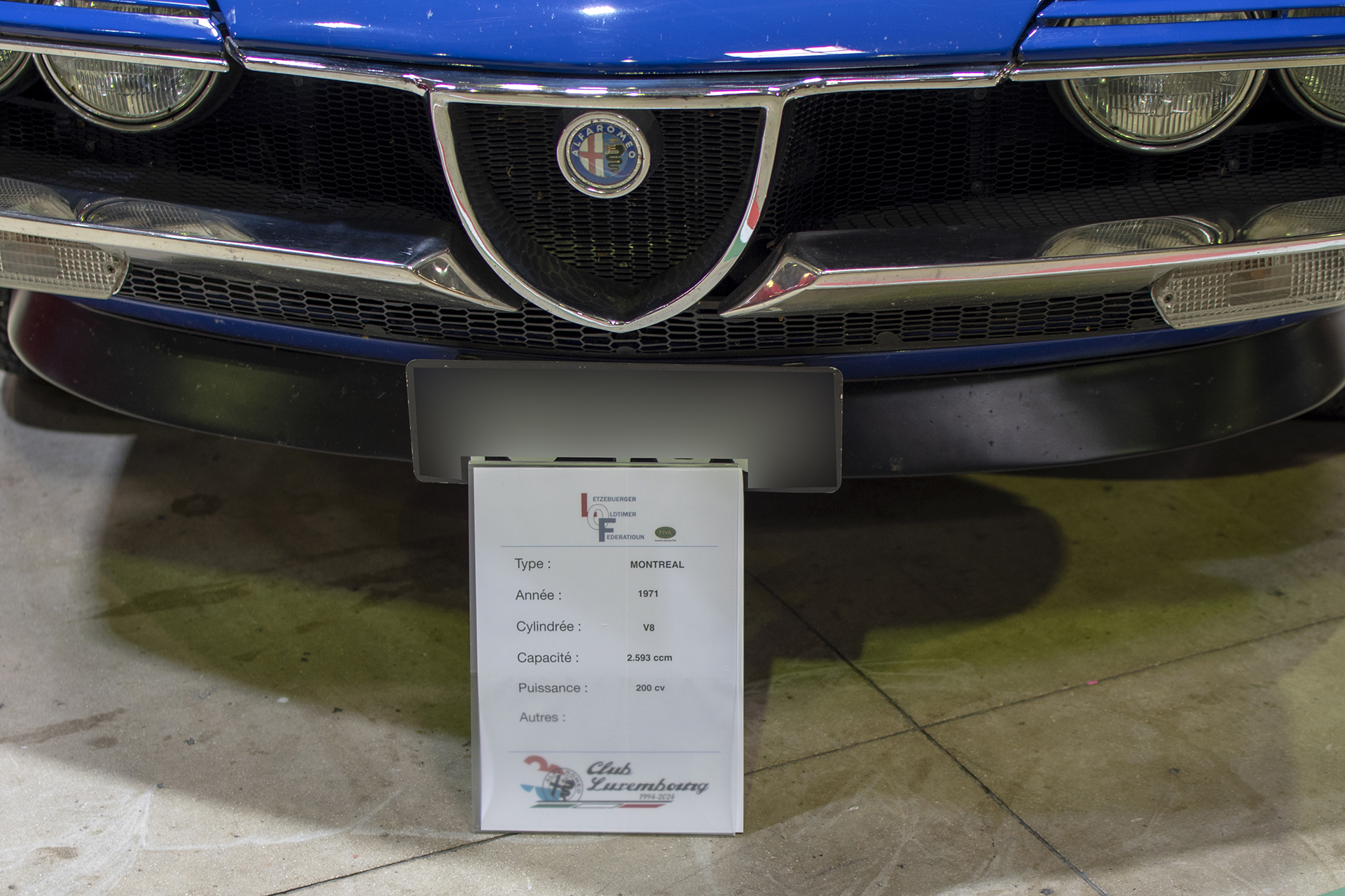 Alfa Romeo Montreal 1971 infos - Auto Jumble ,2024, Luxembourg, all thing classic