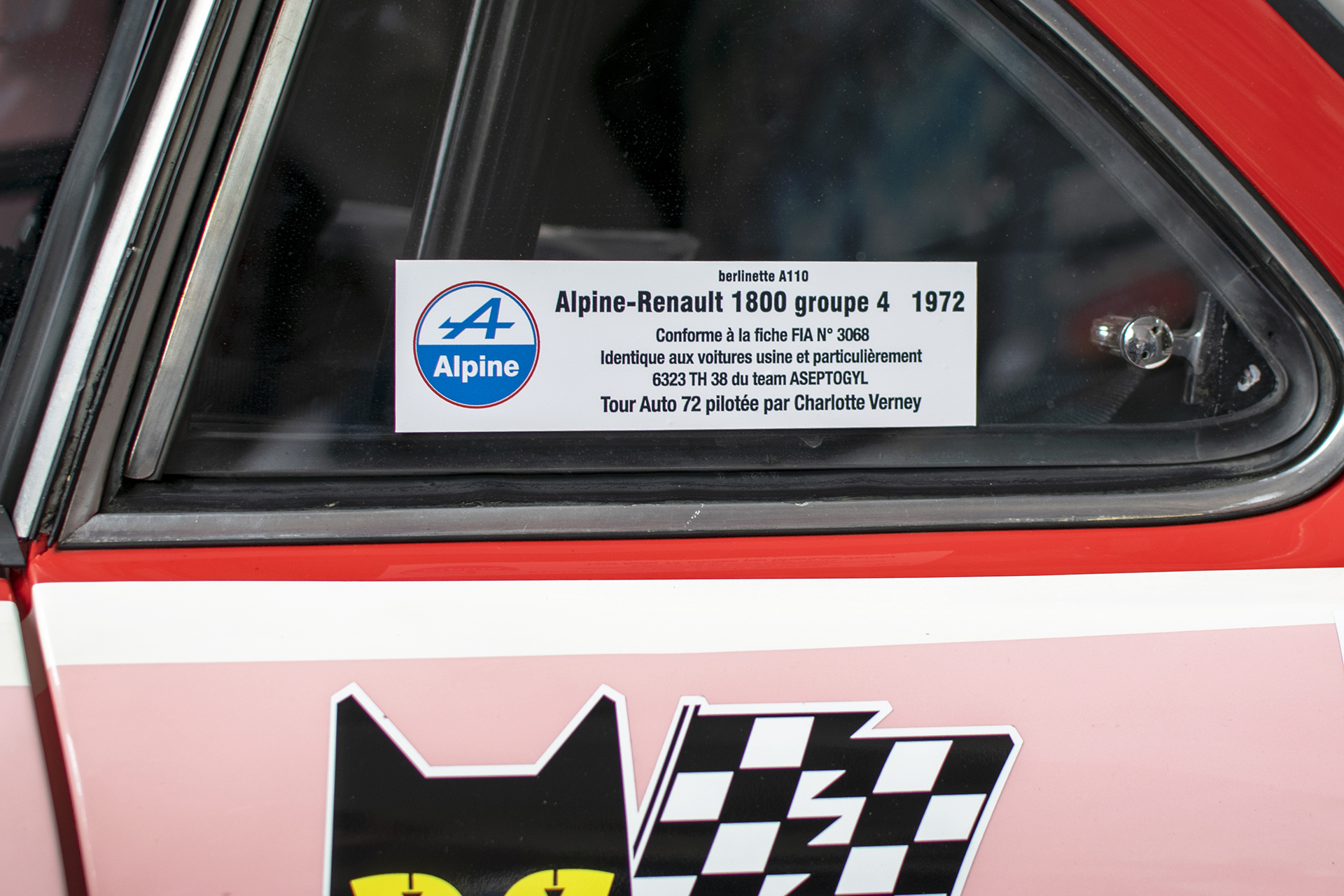 Alpine A110 1800 de compétition groupe 4 1972 (Verney) infos -- Conservatoire National de Véhicules Historique s,Diekirch, exposition Alpine, 2022