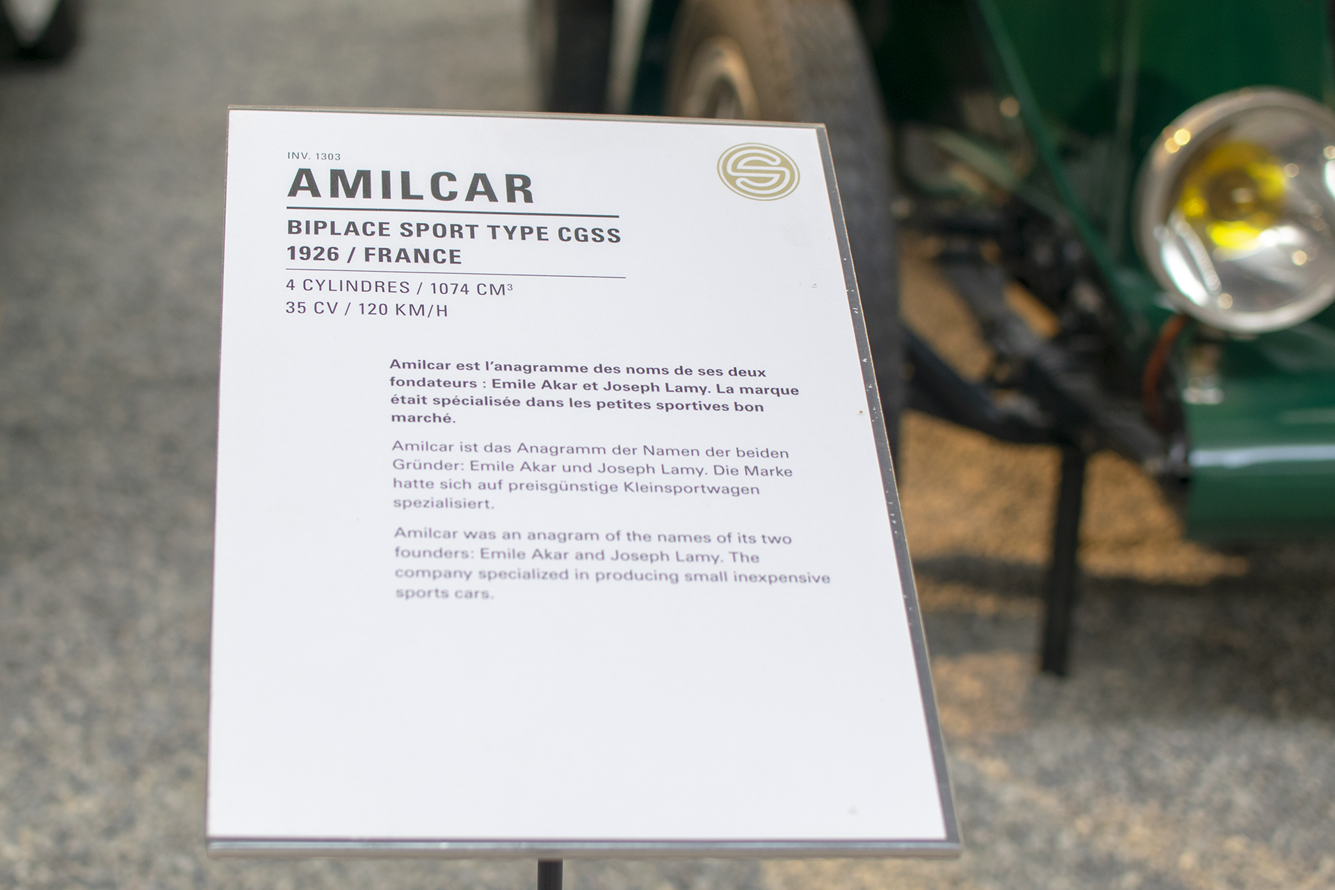 Amilcar CGSS biplace sport 1926 infos - Cité de l'automobile, Collection Schlumpf, Mulhouse, 2020 Amilcar CGSS biplace sport 1926 infos - Cité de l'automobile, Collection Schlumpf, Mulhouse, 2020