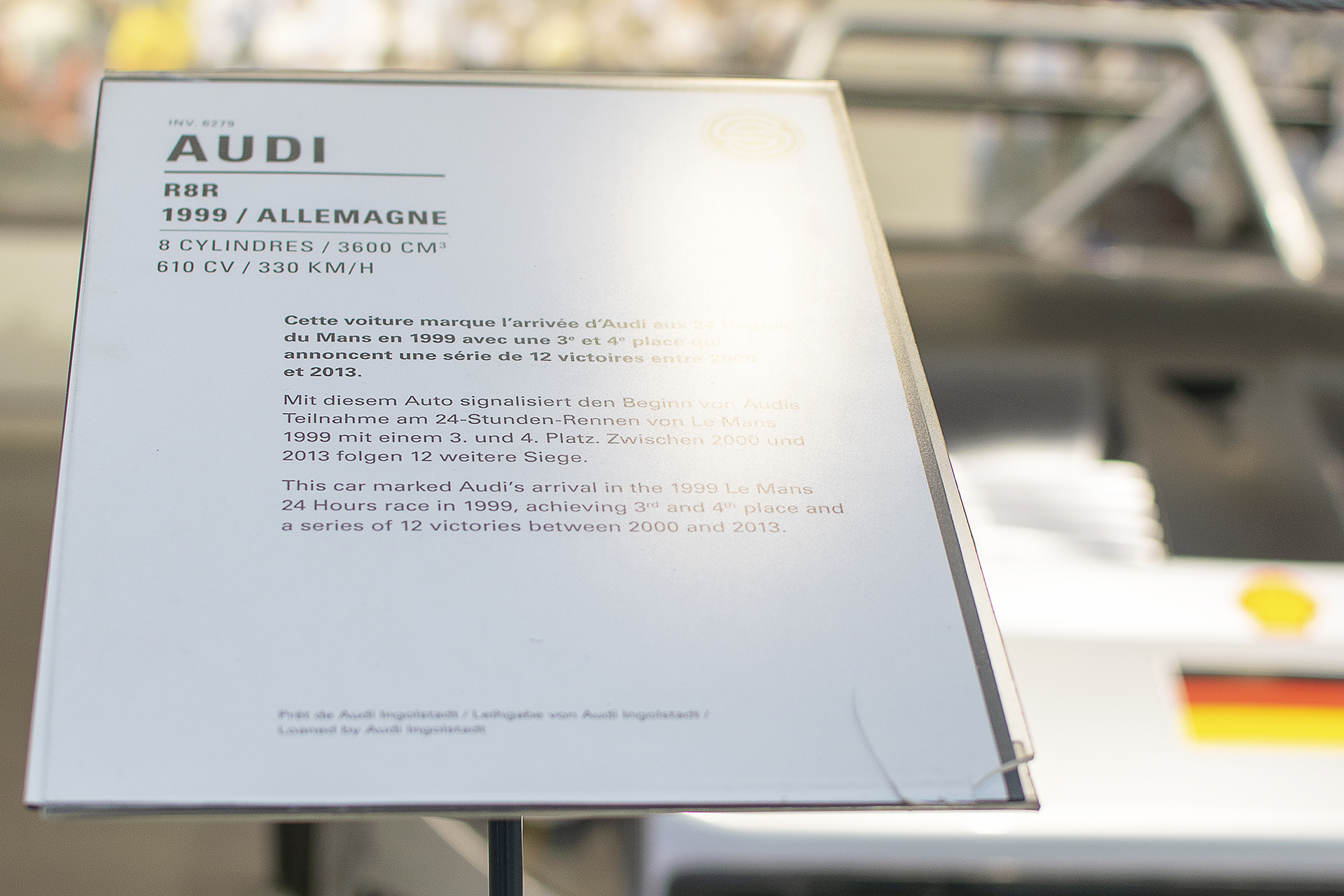  Audi R8R de compétition 1999 infos - Cité de l'automobile, Collection Schlumpf, Mulhouse, 2020