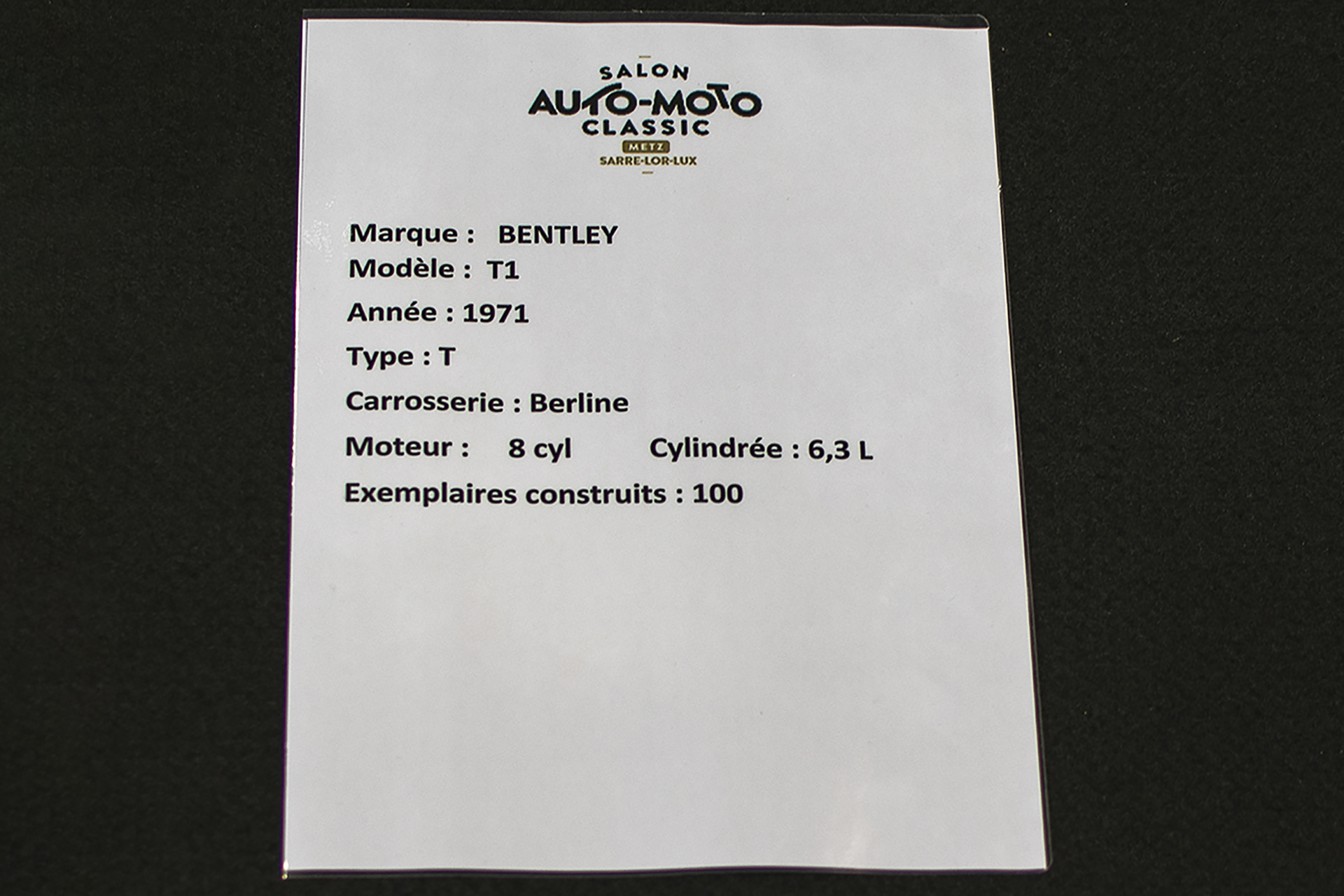 Bentley T1 infos - Salon ,Auto-Moto Classic, Metz, 2019