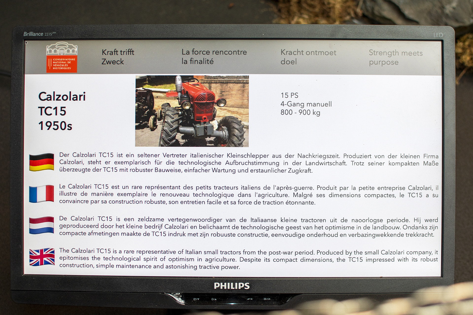 Calzolari TC15 infos- Conservatoire National de Véhicules Historique s,Diekirch, exposition Eleganza su Strada 2025-2026