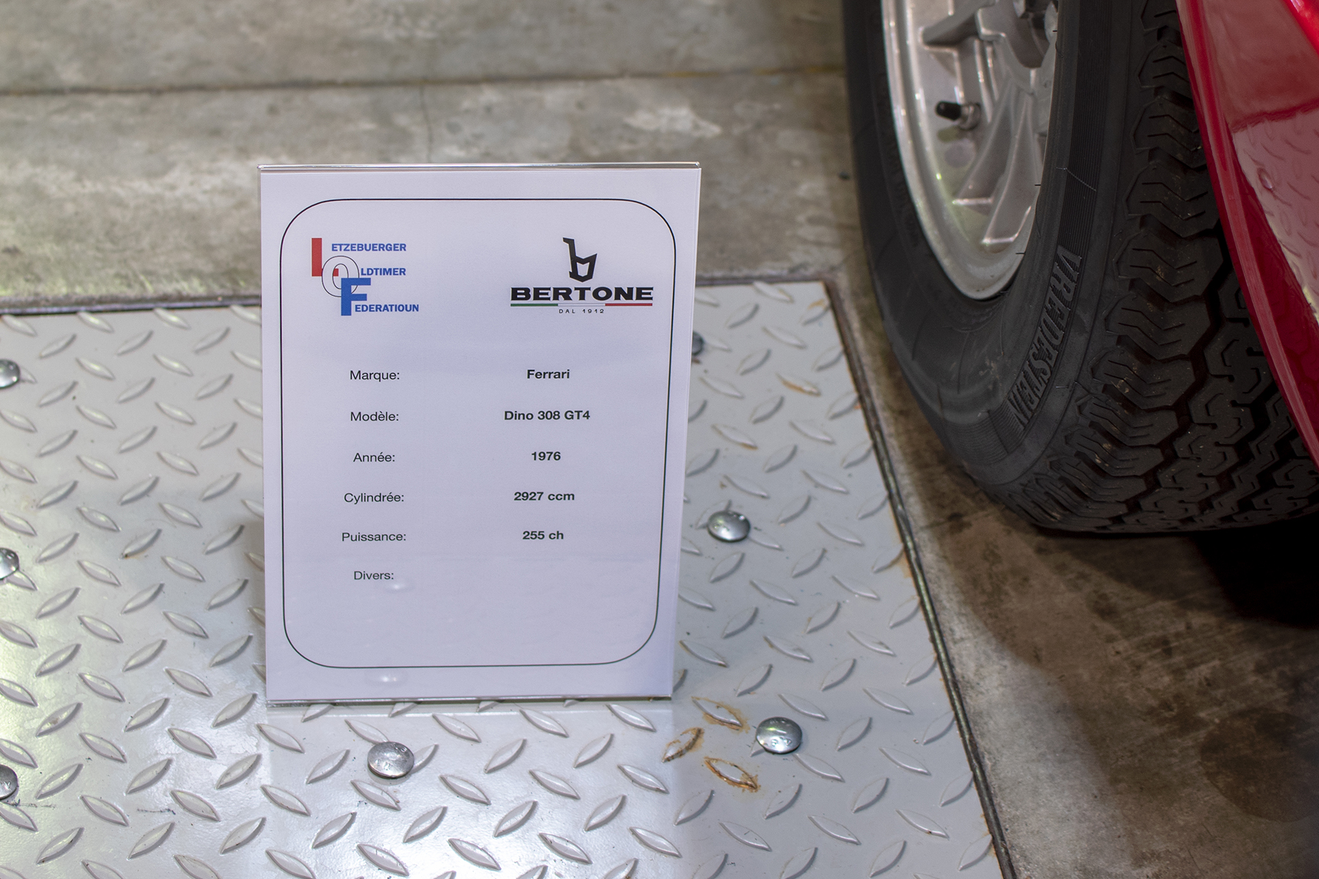 Ferrari Dino F308 GT4 1976 infos - Auto Jumble ,2025, Luxembourg, all thing classic 