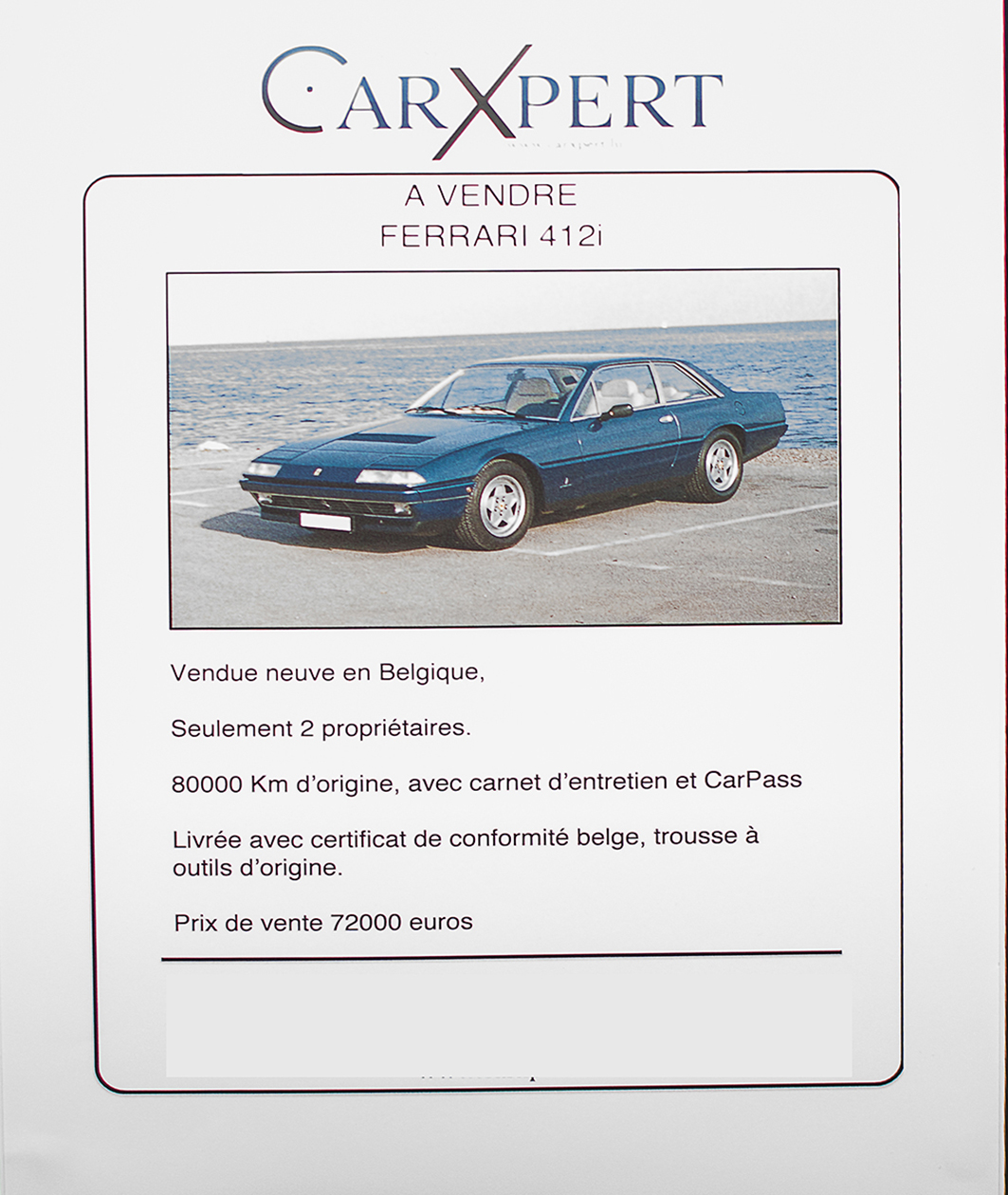 Ferrari 412i infos - LOF, Autotojumble, Luxembourg, 2019