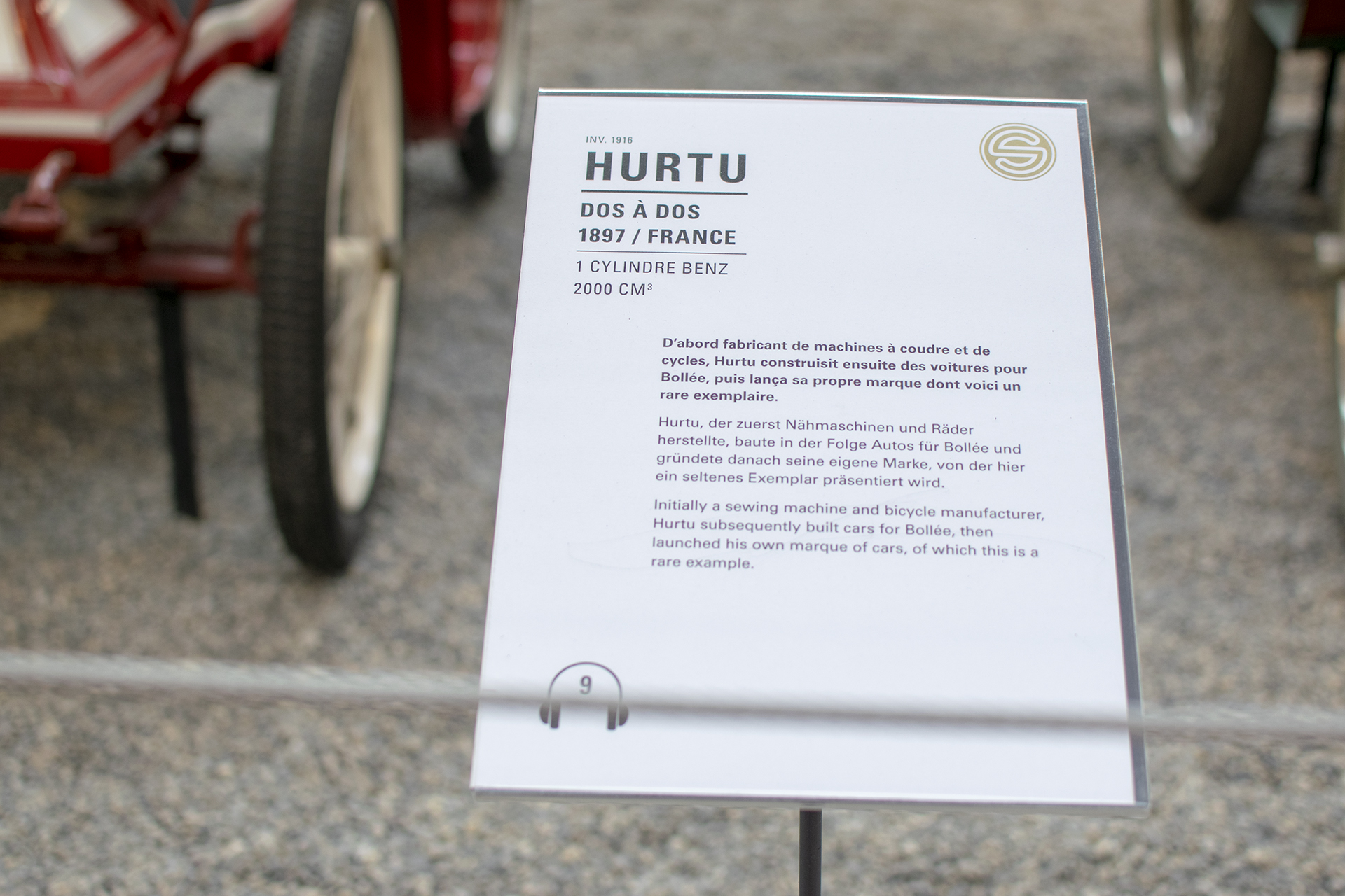 Hurtu Dos à Dos 1897 infos - Cité de l'automobile, Collection Schlumpf, Mulhouse, 2020