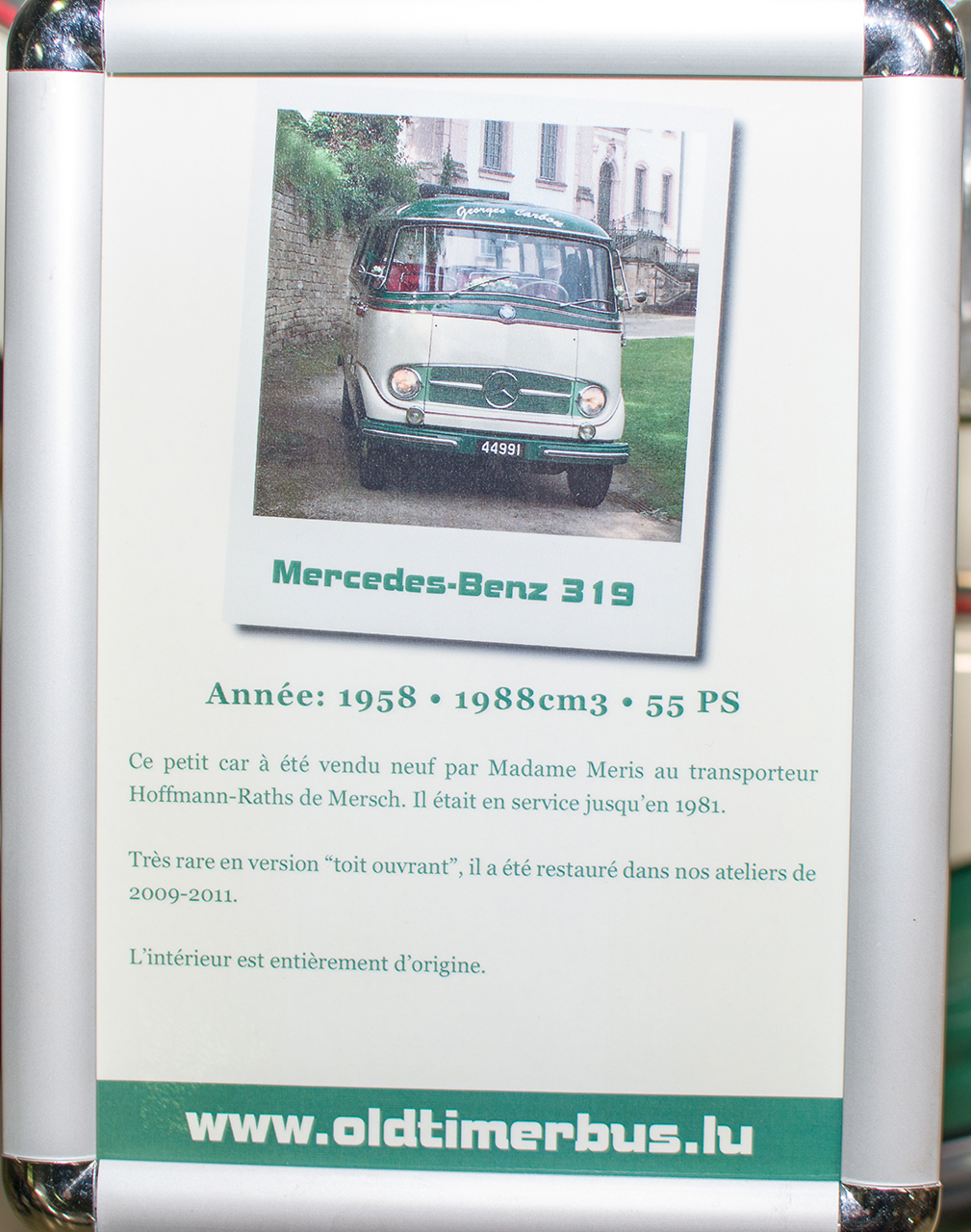 Mercedes-Benz O319 Bus 1958 infos - LOF, Autotojumble, Luxembourg, 2019