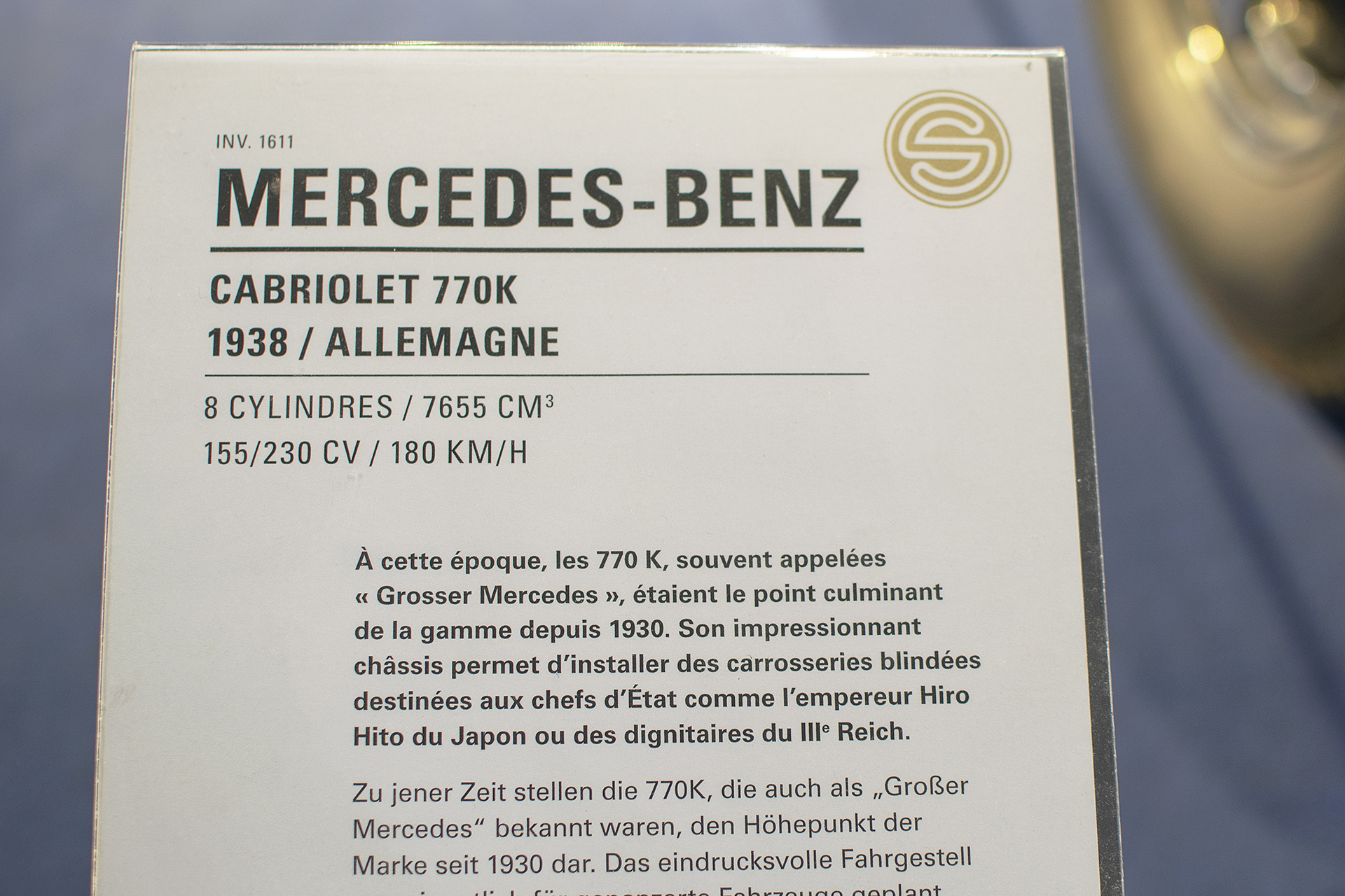 Mercedes-Benz W150 770K Convertible 1938 - Cité de l'automobile, Collection Schlumpf, Mulhouse, 2020