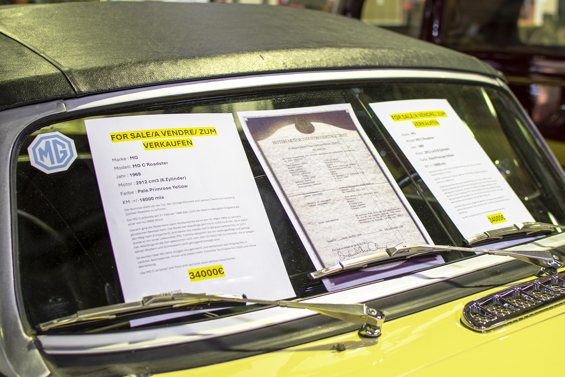 MG MGC Roadster 1969 infos - Auto Jumble ,2025, Luxembourg, all thing classic