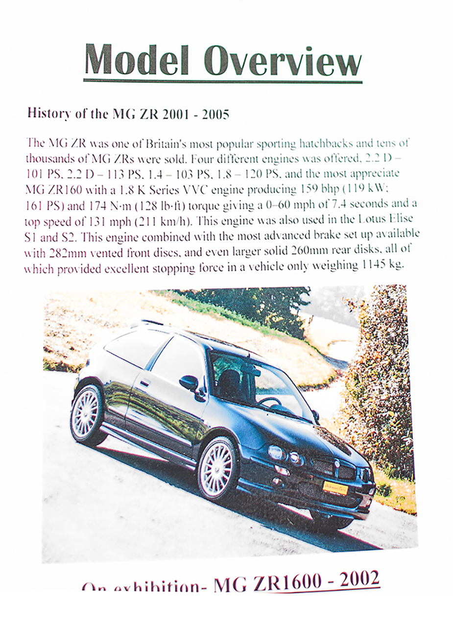  MG ZR 1600 2002 infos - LOF, Autotojumble, Luxembourg, 2019