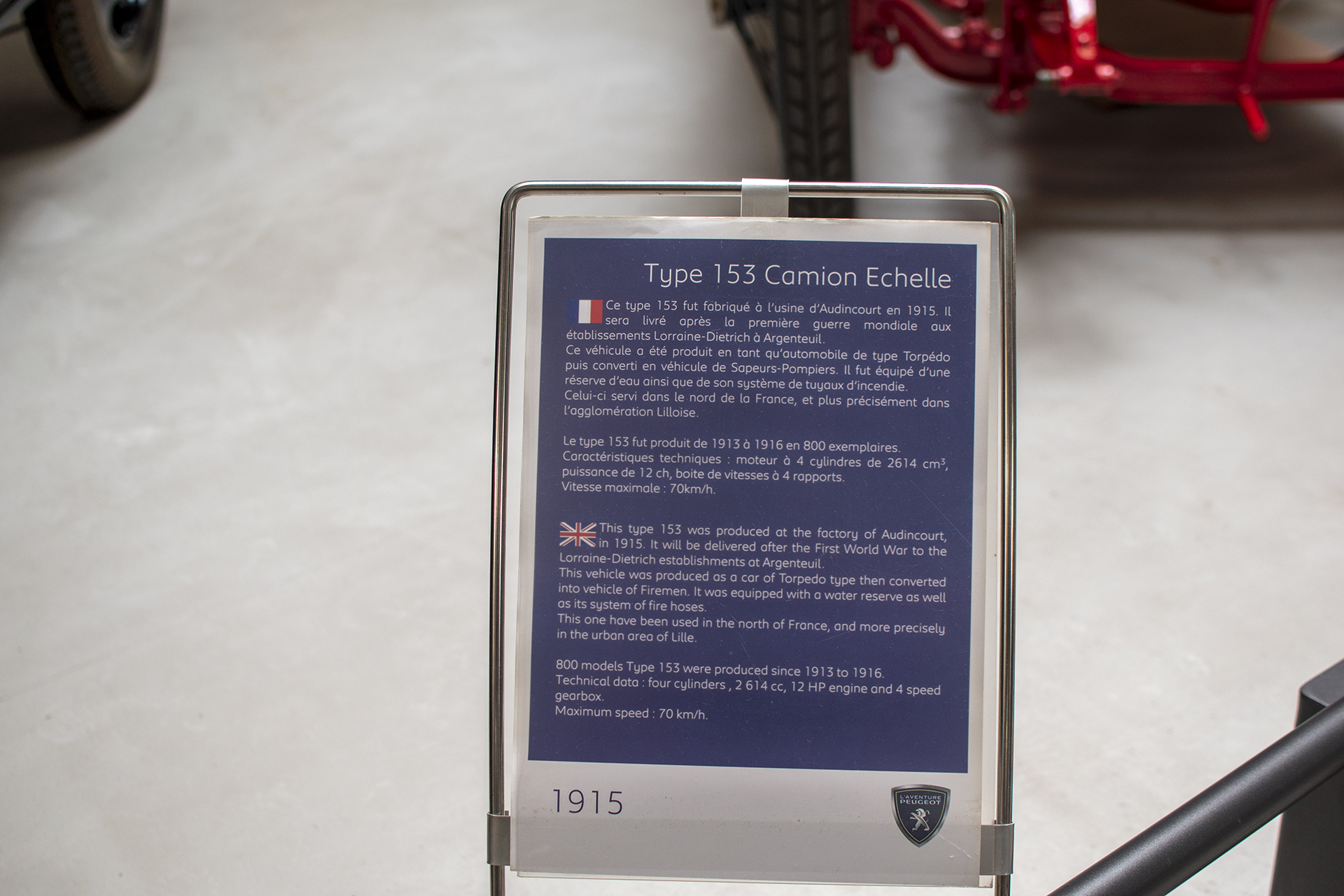 Peugeot type 153 Camion Echelle 1915 infos - Musée ,L'aventure Peugeot ,Sochaux