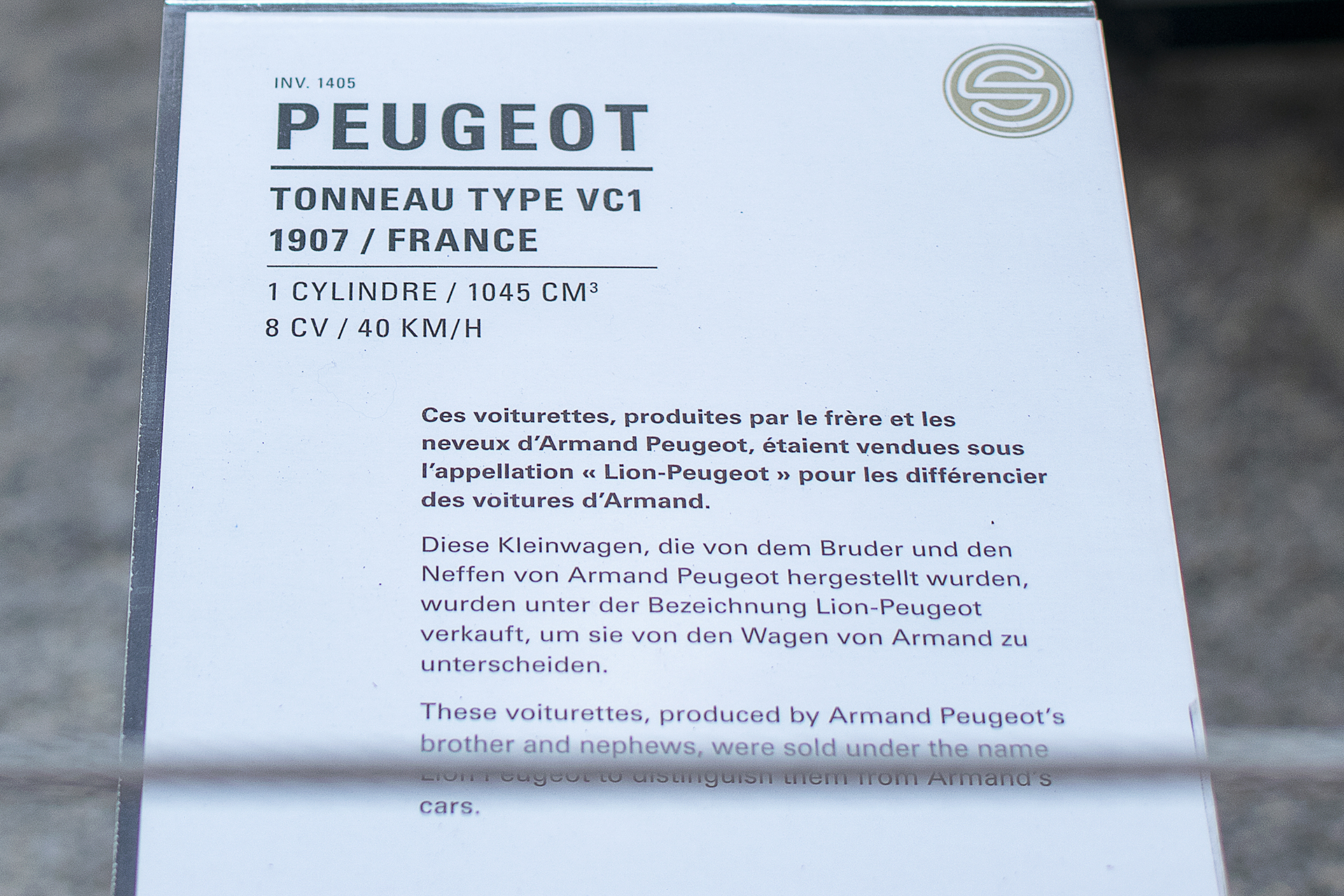 Peugeot VC1 tonneau 1907 infos - Cité de l'automobile, Collection Schlumpf, Mulhouse, 2020