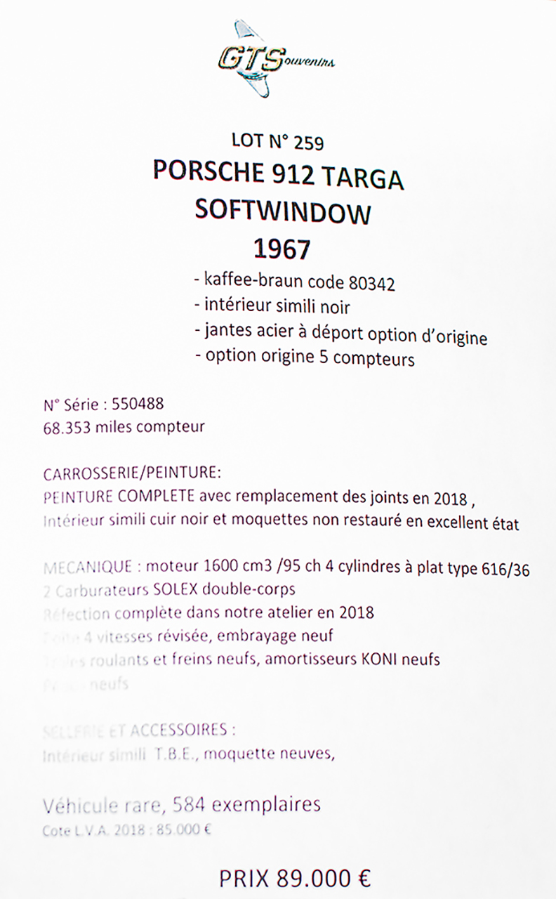 Porsche 912 Targa 1967 infos - Salon ,Auto-Moto Classic ,Metz ,2018