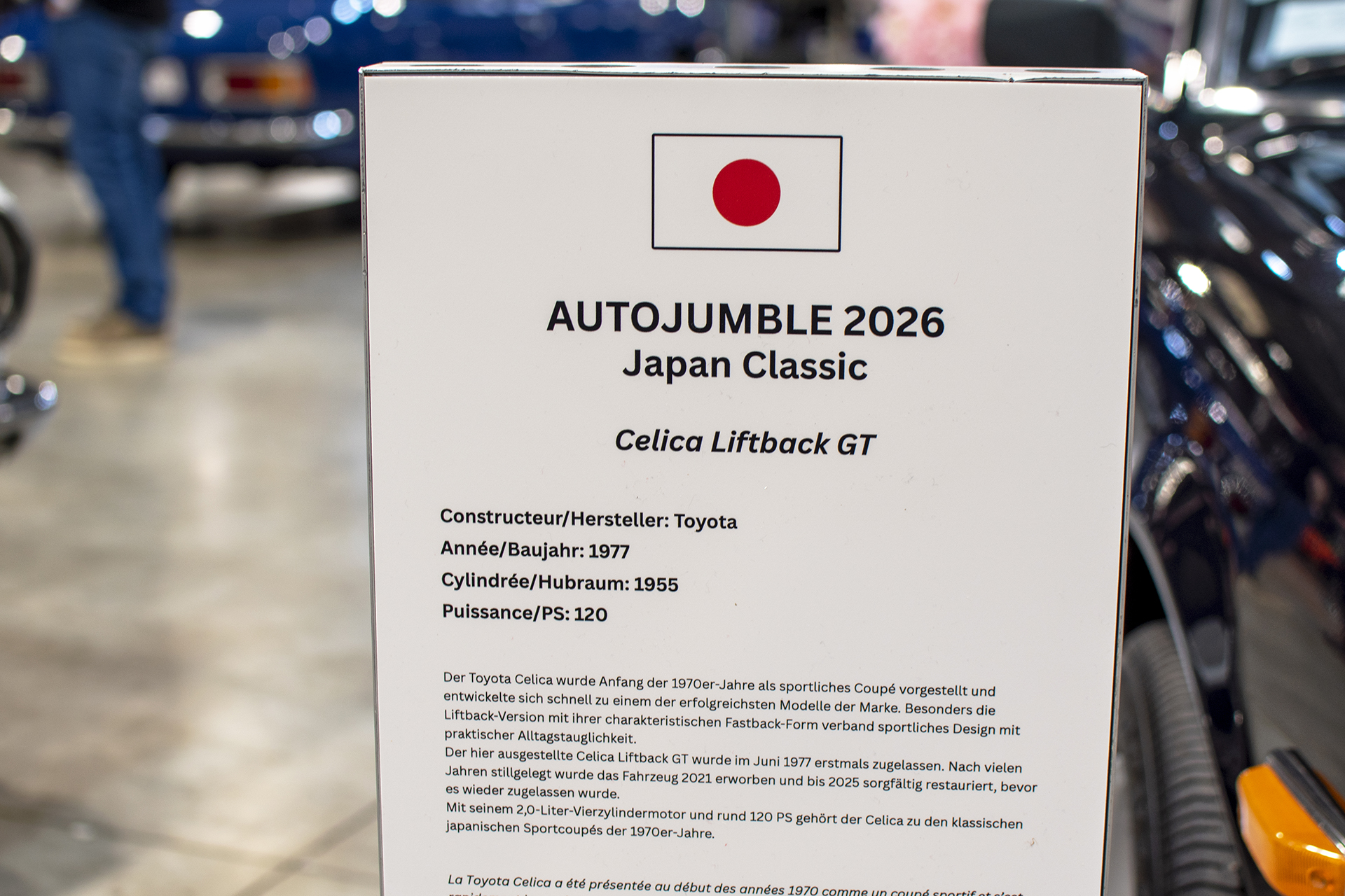 Toyota Celica I liftback GT  1977 infos - LOF, Auto Jumble ,2026, Luxembourg, all thing classic, Japan classic