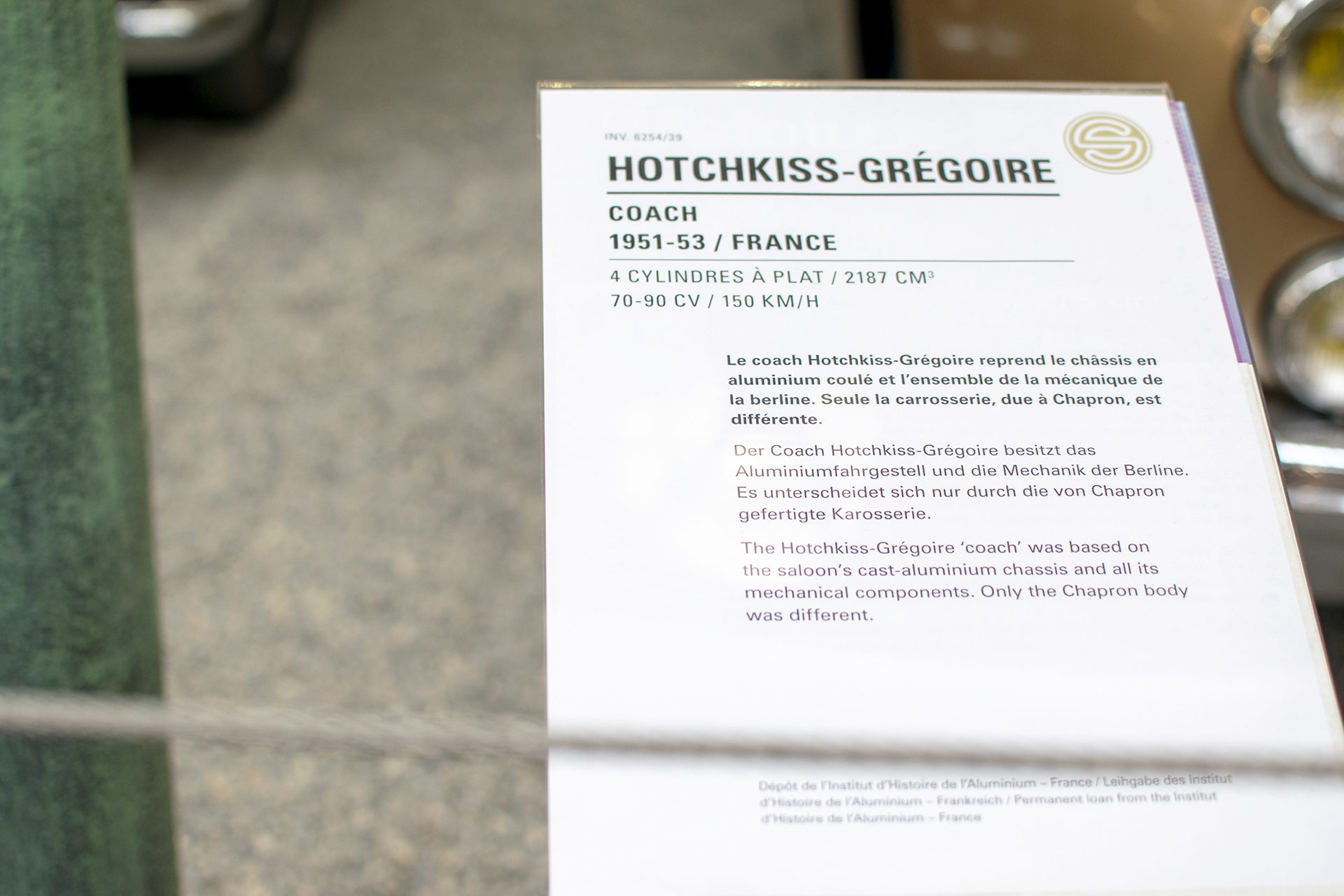 Hotchkiss Grégoire Coach 1951-53 infos - Cité de l'automobile, Collection Schlumpf, Mulhouse, 2020